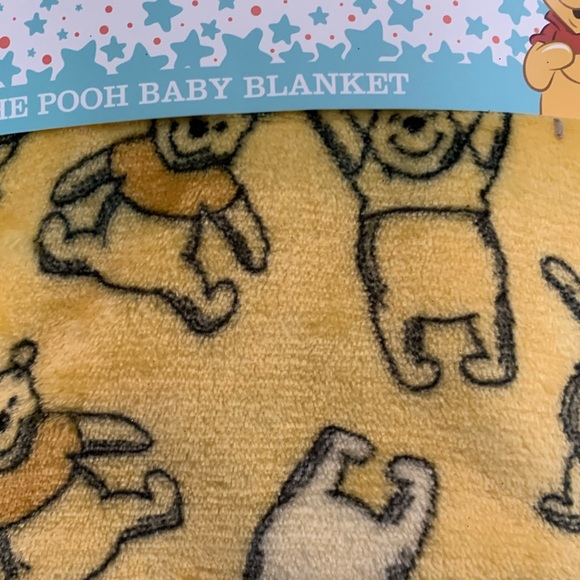 SOLD Disney Winnie the Pooh Throw Baby Blanket Yellow - Picture 2 of 4